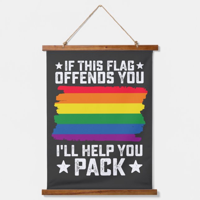 LGBT Pride If This Flag Offends You I'll Help You Hanging Tapestry (Front)