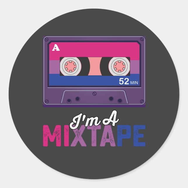 LGBT Pride Im A Mixtape Cassette Bi Classic Round Sticker (Front)