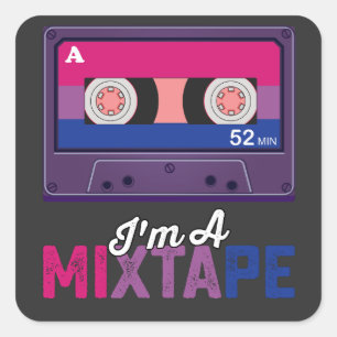 LGBT Pride Im A Mixtape Cassette Bi Square Sticker