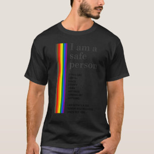 Lgbt Pride I'm A Safe Person Graphic Lgbtq Flag T-Shirt