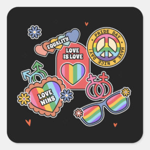 LGBT+pride. Love is love, equality, Pride day. Square Sticker