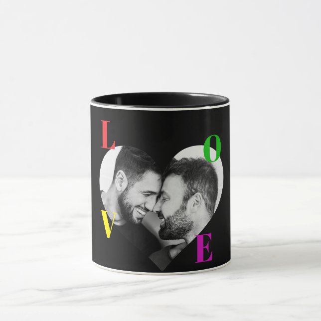 LGBT Pride LOVE Letters Black & White Photo Custom Mug (Center)