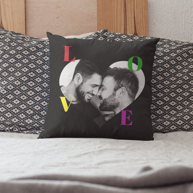LGBT Pride LOVE Letters Black & White Photo Custom Throw Pillow (Creator Uploaded)