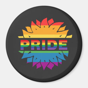LGBT+Pride love. rainbow flower Button Magnet