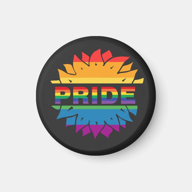 LGBT+Pride love. rainbow flower Button Magnet Bott (Front)