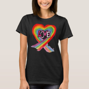 Lgbt Pride Love Rainbow Heart Watercolor T-Shirt