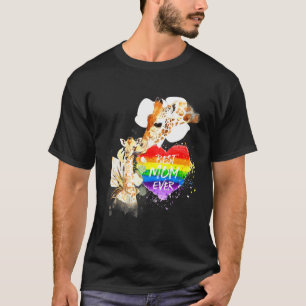 Lgbt Pride Mama Giraffe Rainbow Best Mom Ever Moth T-Shirt