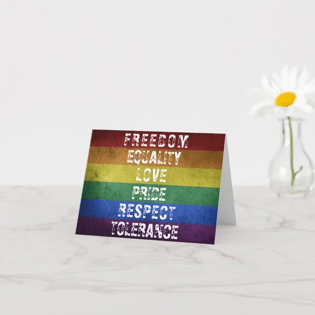 LGBT Pride Modern Rainbow Stripes Flag Card (Small Plant)
