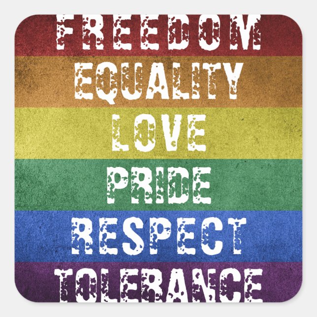 LGBT Pride Modern Rainbow Stripes Flag Square Sticker (Front)