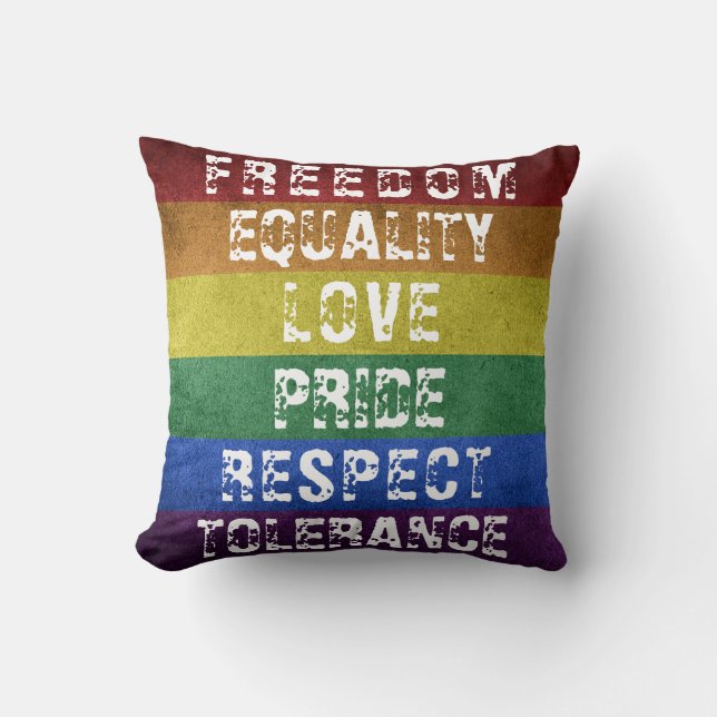 LGBT Pride Modern Rainbow Stripes Flag Throw Pillow (Front)