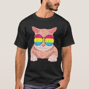 Lgbt Pride Month Cat Sunglasses Pan Flag Pansexua T-Shirt