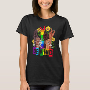 Lgbt Pride Month  Hand Sunflower Be Kind Sign Lang T-Shirt