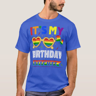 LGBT Pride Month It's My Birthday Rainbow Sunglass T-Shirt