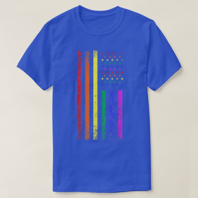 Lgbt Pride Month Support With Rainbow Us American  T-Shirt (Design Front)