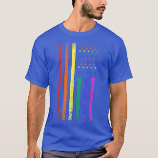 Lgbt Pride Month Support With Rainbow Us American  T-Shirt