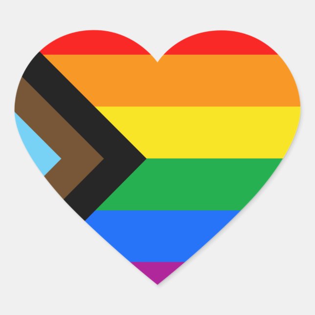 LGBT PRIDE (Progress Pride) Heart Sticker (Front)