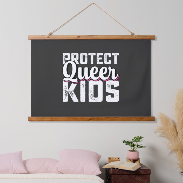 LGBT Pride Protect Queer Kids Hanging Tapestry (Bedroom)