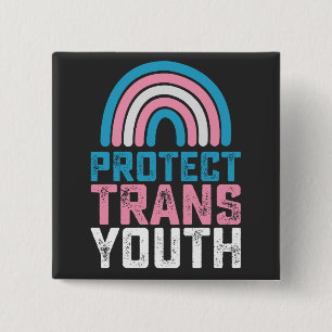 LGBT Pride Protect Trans Transgender Youth Kids 2 Inch Square Button