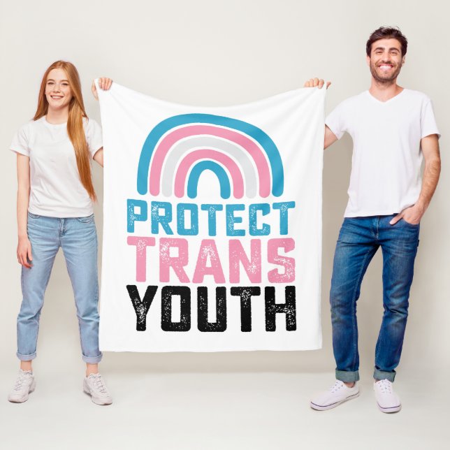 LGBT Pride Protect Trans Transgender Youth Kids Fleece Blanket (In Situ)