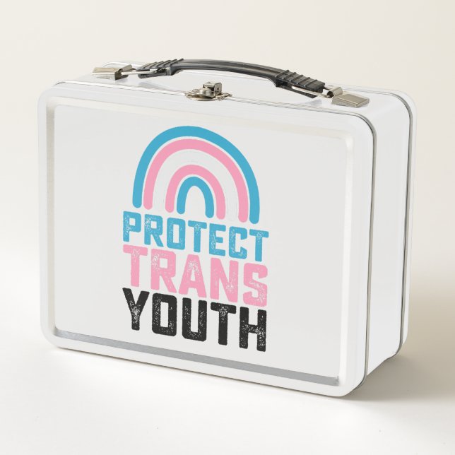 LGBT Pride Protect Trans Transgender Youth Kids Metal Lunch Box (Front)