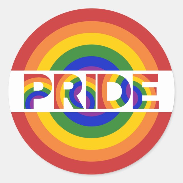 LGBT Pride Psychedelic Geometric Rainbow Bullseye Classic Round Sticker (Front)