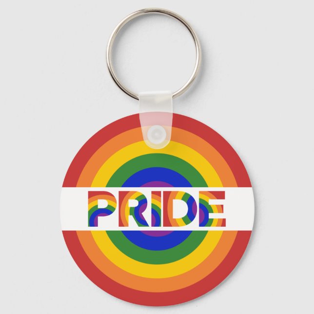 LGBT Pride Rainbow Bullseye Keychain (Front)