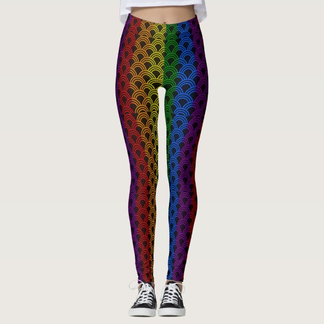 LGBT Pride Rainbow Colour Pattern Leggings (Front)
