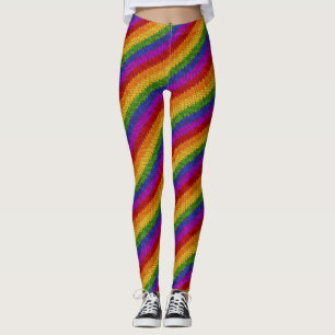 LGBT Pride Rainbow Colour Strips Knitting Pattern Leggings