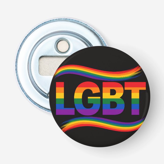 LGBT Pride Rainbow Design Bottle Opener (Front)