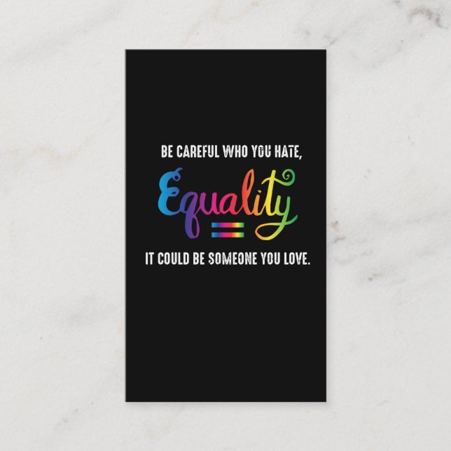 LGBT Pride Rainbow Equality Gift Business Card (Front)