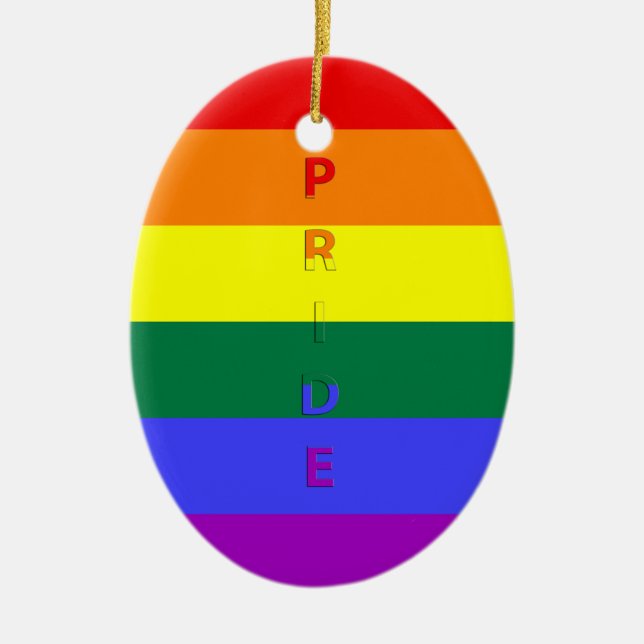 LGBT Pride Rainbow Flag Ceramic Ornament (Front)