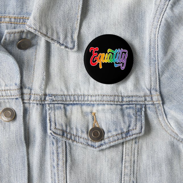 LGBT Pride Rainbow Flag Equality 2 Inch Round Button (In Situ)