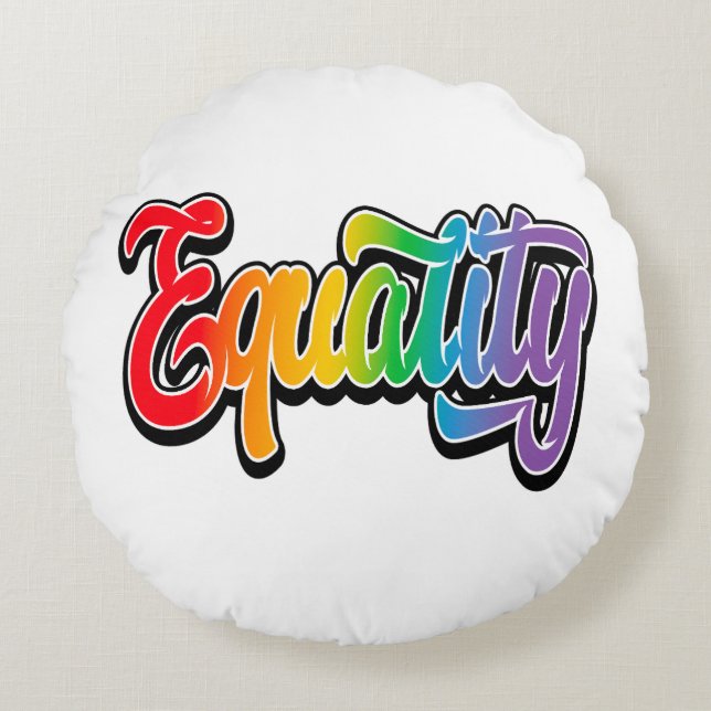 LGBT Pride Rainbow Flag Equality Round Pillow (Front)
