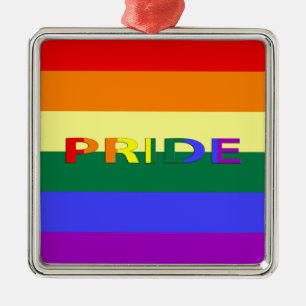 LGBT Pride Rainbow Flag Metal Ornament