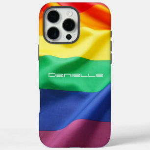 LGBT Pride Rainbow Flag Personalized Name iPhone 16 Pro Max Case