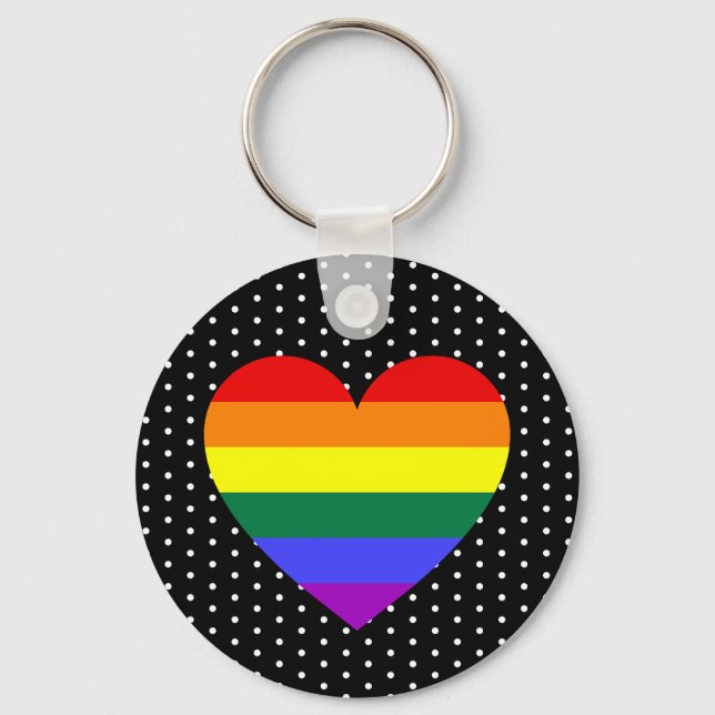 LGBT Pride Rainbow Heart Keychain (Front)