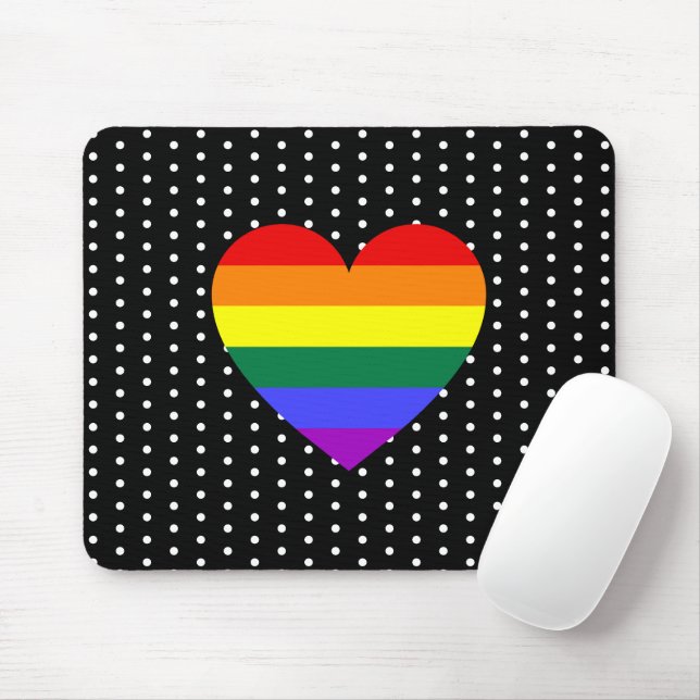 LGBT Pride Rainbow Heart Mouse Pad (With Mouse)