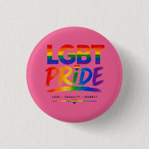 LGBT Pride Rainbow Typography 1 Inch Round Button