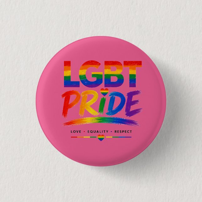 LGBT Pride Rainbow Typography 1 Inch Round Button (Front)