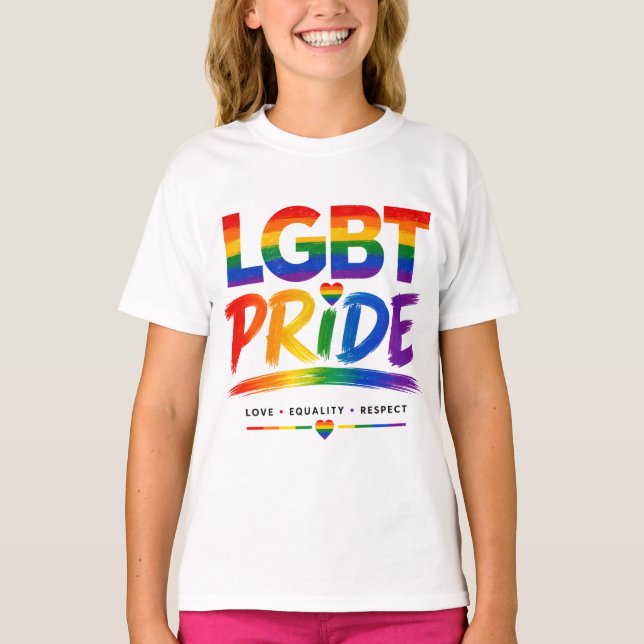 LGBT Pride Rainbow Typography T-Shirt (Front)