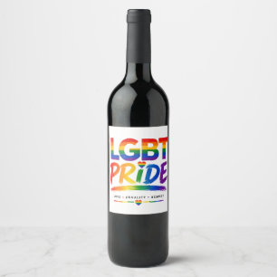 LGBT Pride Rainbow Typography Wine Label