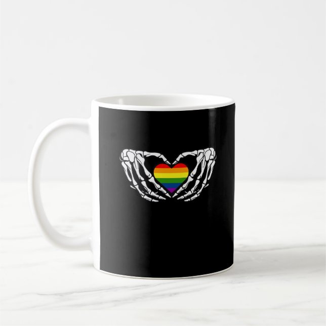 Lgbt Pride Skeleton Halloween Goth Heart Classic Coffee Mug (Left)