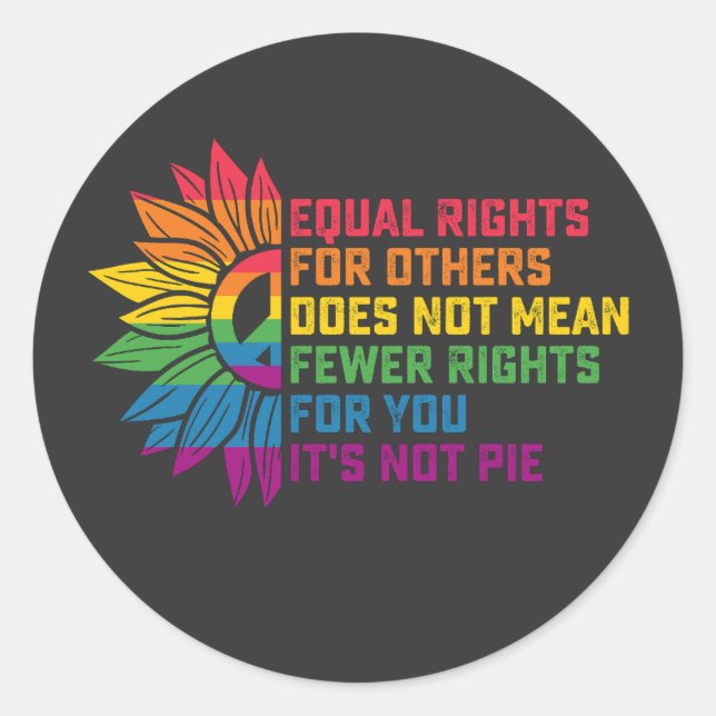 LGBT Pride Sunflower Equal Rights For Others Classic Round Sticker (Front)