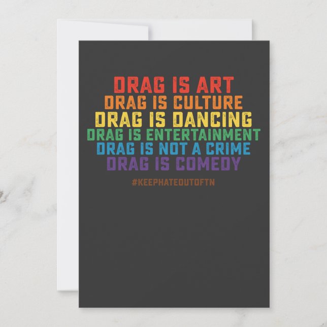 LGBT Pride Support Drag Is Art Not A Crime Invitation (Front)