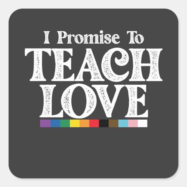 LGBT Pride Teacher I Promise To Teach Love Gay Square Sticker (Front)