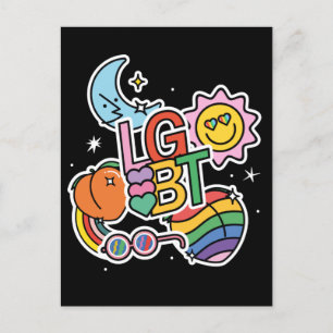 LGBT+Pride. True love. Rainbow flag. Postcard
