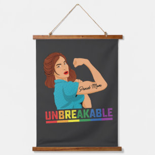 LGBT Pride Unbreakable Proud Mom Gay Lesbian Trans Hanging Tapestry