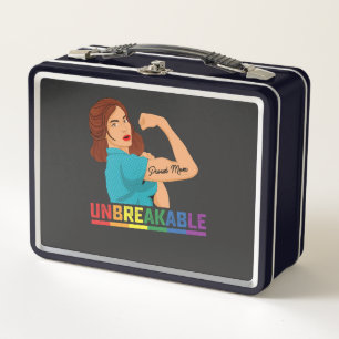 LGBT Pride Unbreakable Proud Mom Gay Lesbian Trans Metal Lunch Box