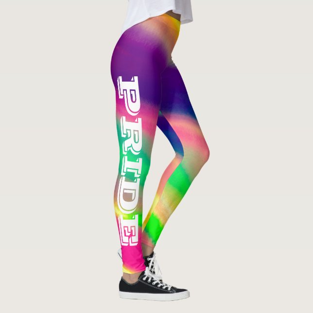 LGBT Pride Watercolor Rainbow Leggings (Right)