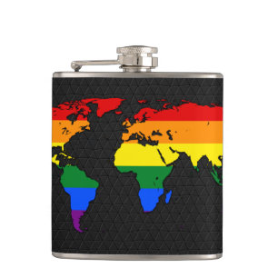 LGBT pride world map Hip Flask